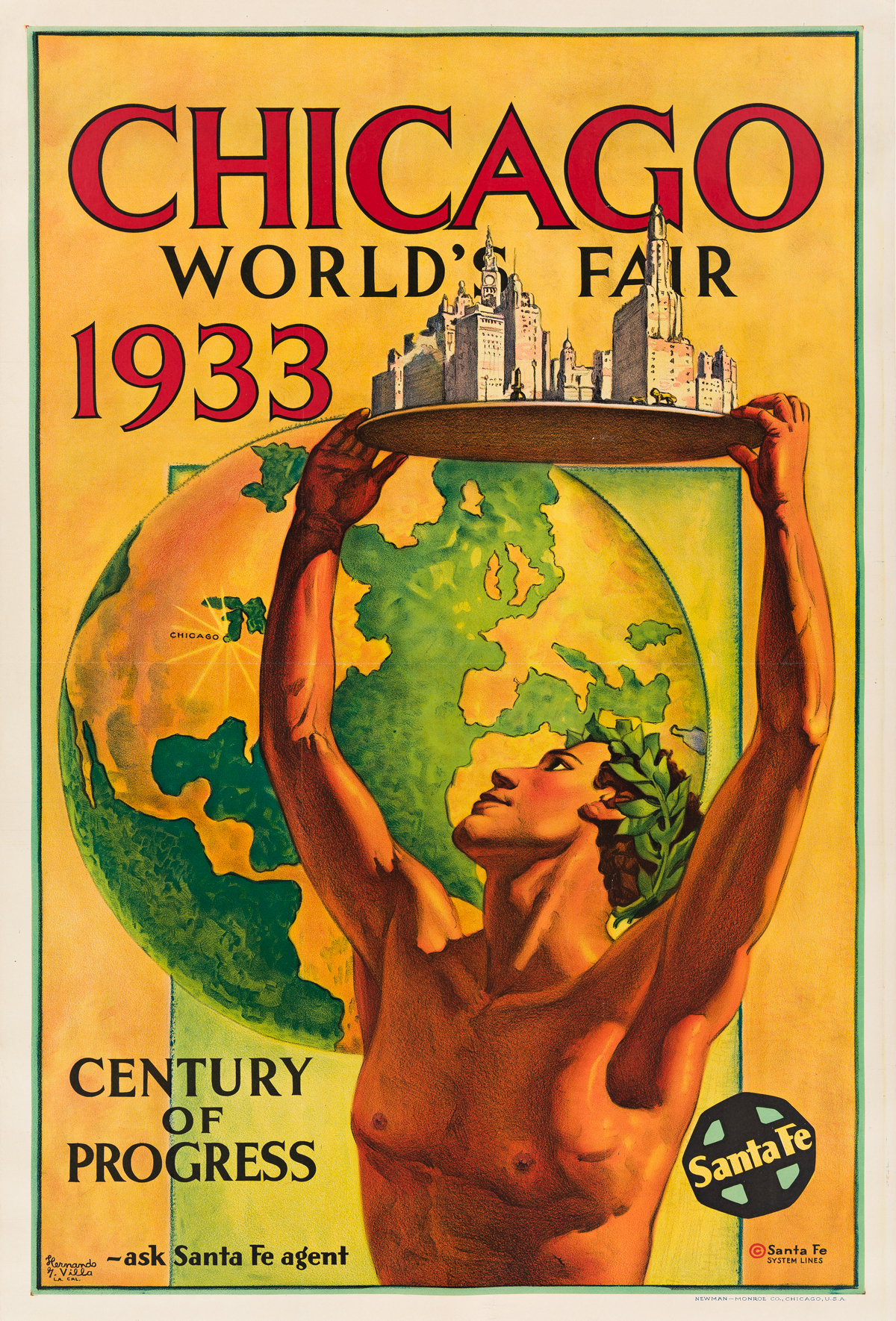 Hernando G. Villa (1881-1952).  CHICAGO WORLDS FAIR / CENTURY OF PROGRESS. 1933.
